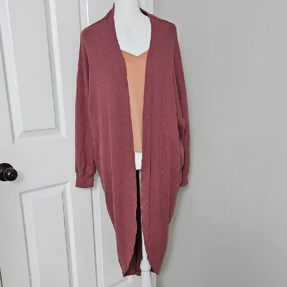 Torrid Sleep Women's Rose Brown Super Soft Ribbed Lounge Cocoon Cardigan 1X